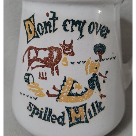 Western Stoneware Monmouth Pottery Don't Cry Over Spilled Milk Pitcher Farm Hous - Picture 2 of 11